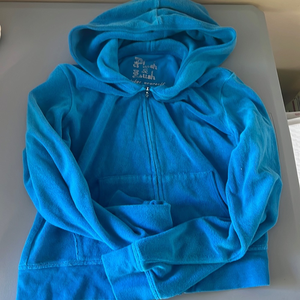 Plush & Lush blue terry cloth jacket sz Medium